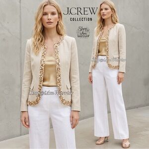 J.Crew Collection sequin embellished collarless linen blazer *shop@iamwarrior